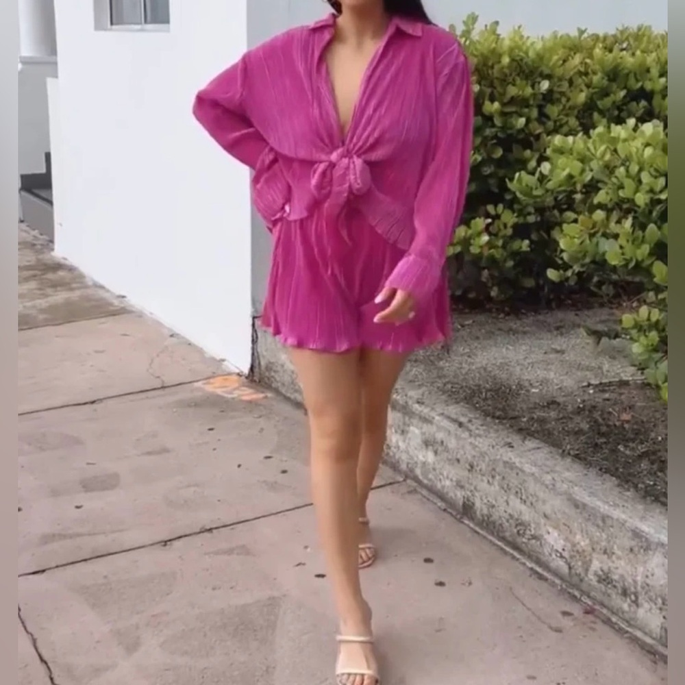 Women's Pink Pleated Set